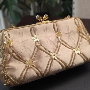 Gold Sequins Embellished Clutch